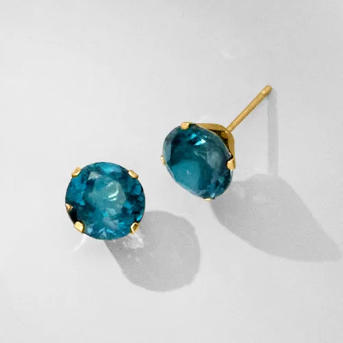 Vista 6 de Ross-Simons Aretes Martini con topacio azul Londres de 4,50 qt t en oro amarillo de 14 quilates, Gema, Topacio