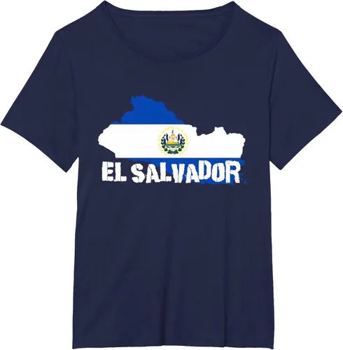 Vista 20 de Camiseta con la bandera de El Salvador, mapa de El Salvador, camiseta de Salvador para mujer, Negro