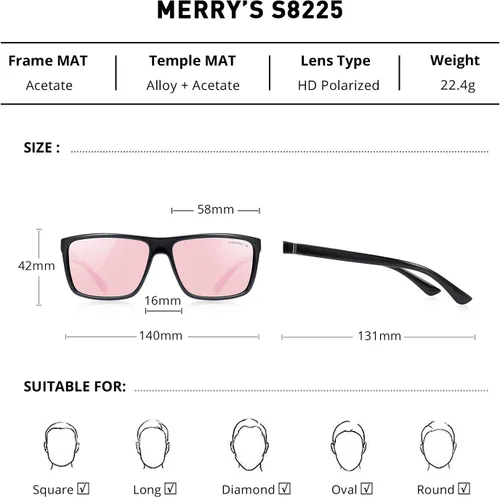 Vista 2 de MERRY'S Gafas de sol polarizadas para hombre y mujer, gafas de sol de pesca al aire