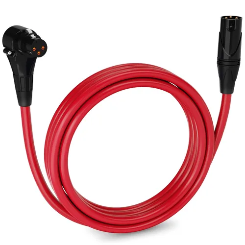 Vista 45 de LyxPro Cable de micrófono XLR hembra a macho de ángulo recto de 3 pines de 1.5 pies para altavoces amplificados, interfaz de audio, rendimiento