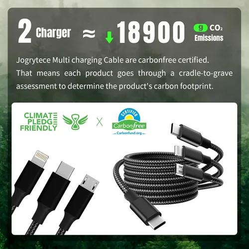 Vista 7 de Cable USB C múltiple [2 unidades, 4 pies], cable de carga 3 en 1 para múltiples dispositivos, cables de carga trenzados, cable de carga de teléfono