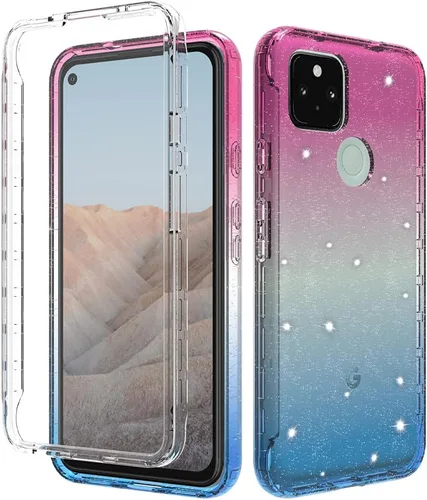 Vista 3 de Diseñada para Pixel 5A 5G Sparkle Case Google 5A 5G Glitter Case Protector de pantalla integrado de cuerpo completo, cubierta delgada de cuerpo