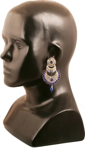 Vista 5 de Touchstone - aretes para mujer, diseño con cristales de madera de bollywood en tono dorado de Chandbali