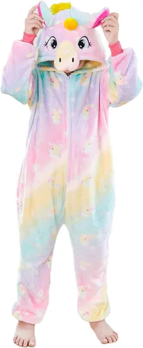 Vista 25 de Mameluco de unicornio para pijamas de animales, cosplay, disfraz unisex de Halloween