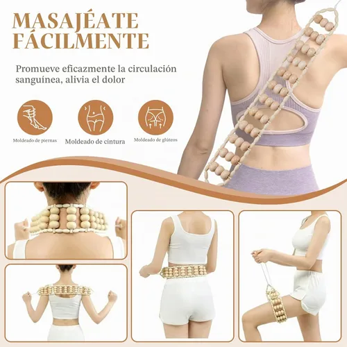 Vista 4 de 3 Piezas Herramientas de Masaje de Terapia de Madera Masajeador de Drenaje Linfático Masajeador de Madera Herramientas de Escultura Corporal
