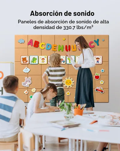 Vista 6 de Paneles acústicos de 12 paneles cuadrados insonorizados con 60 cintas adhesivas, paneles de espuma acústica de alta densidad a prueba de sonido