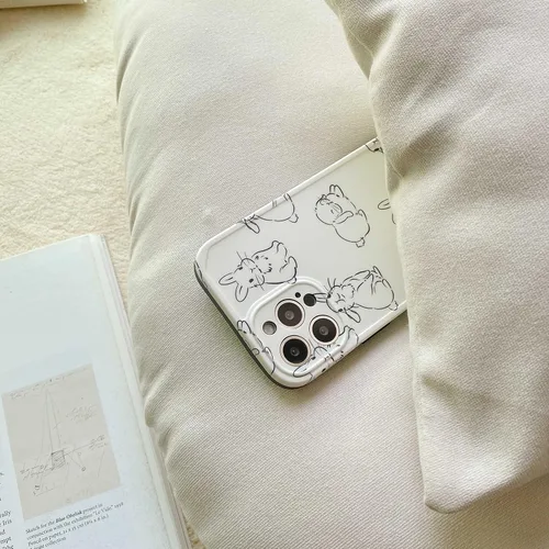 Vista 4 de Casechics Funda compatible con iPhone, bonita funda suave a prueba de golpes con diseño de conejito de dibujos animados (blanco, iPhone 11)