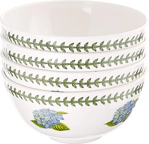 Vista 3 de Portmeirion Botanic Garden - Tazones para servir de 6 pulgadas (juego de 4), diseño de hortensias, melamina sin BPA, aptos para lavavajillas
