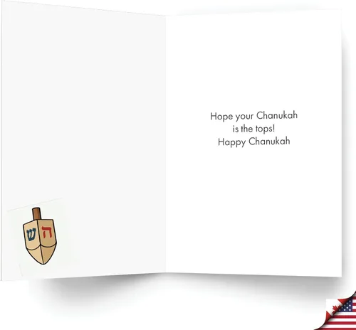 Vista 2 de NobleWorks Divertida tarjeta de papel de Janucá con sobre de 5 x 7 pulgadas (1 tarjeta) Tarjetas de festividades judías Dreidel Hustler C8770HKG