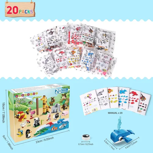 Vista 6 de HOGOKIDS Paquete de 20 recuerdos de fiesta para niños – Juego de bloques de construcción de animales para niños, Pascua, día de San Valentín