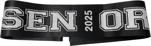 Vista 5 de Senior Sash 2025, bandas negras, paquete de 10 con letras plateadas con purpurina, bandas para celebraciones de graduación de clase 2025