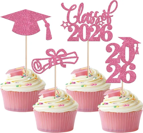 Vista 14 de Rsstarxi Paquete de 40 decoraciones para cupcakes Class of 2025 Congrats Grad 2025 Grad Cap Diploma Cupcake Picks Decoraciones para So Proud of You