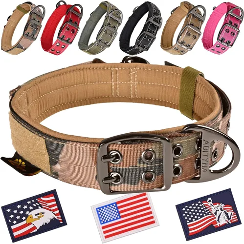 Vista 34 de ADITYNA Collar de perro resistente para perros extra grandes con mango de Collar táctico de camuflaje para caminar, entrenar, uso diario