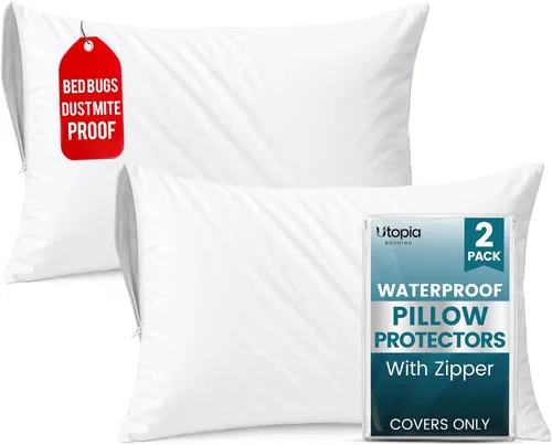 Vista 15 de Utopia Bedding - Funda de almohada impermeable con cremallera, 20 x 26 pulgadas, 2 unidades, estándar, color blanco