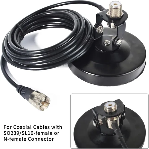 Vista 3 de TWAYRDIO Ángulo ajustable 180 ° antena de radio montaje magnético 10CM/4 pulgadas base para coche transceptor móvil