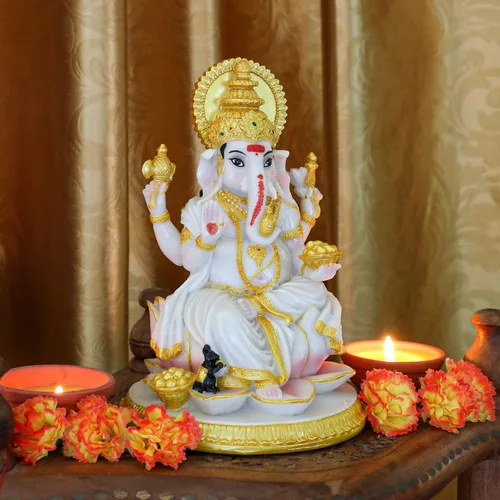 Vista 8 de alikiki Figura de Dios hindú Ganesh Chaturthi – 8.4 pulgadas de alto, ídolo indio Ganesha, estatua de elefante hindú Dios Pooja, artículo Diwali