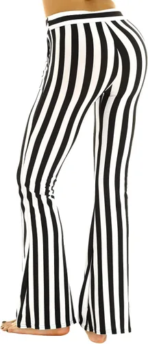 Vista 4 de Hedmy Pantalones largos para mujer de cintura alta, color blanco y negro