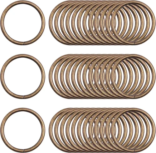 Vista 8 de Kit de 60 anillos de metal para cinturones, pasadores o anillos para macramé, cinturón de campamento, correas de perro, accesorios de sable de luz