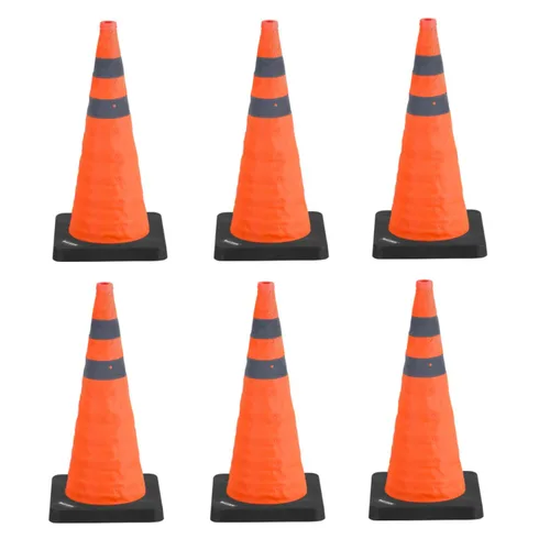 Vista 14 de BATTIFE [1 Paquete] Conos azules plegables de seguridad de tráfico de 28 pulgadas con base negra pesada, conos emergentes multiusos con collar