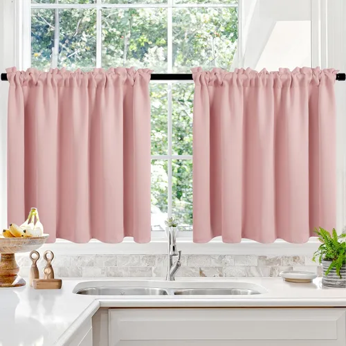 Vista 153 de Deconovo Cortinas opacas, aislamiento térmico, dobladillo para barra, reducción de ruido, certificado Oeko-TEX, cortinas de oscurecimiento