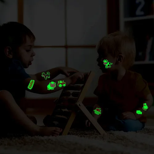 Vista 5 de Partywind 165 estilos brillantes de animales de granja suministros para fiesta de cumpleaños, tatuajes temporales para niños, decoraciones luminosas