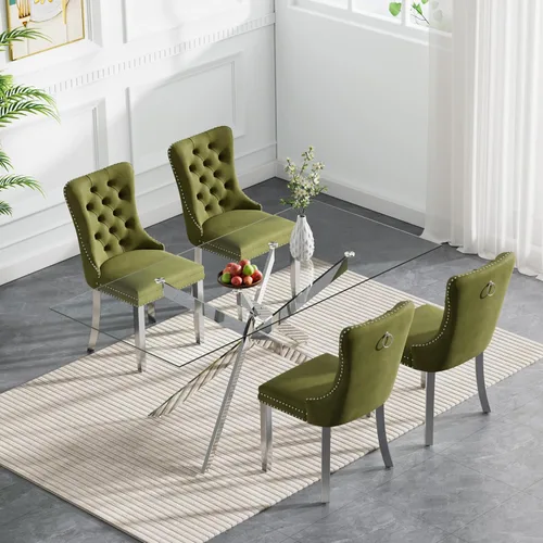 Vista 30 de HomVent Juego de mesa de comedor redonda de vidrio para 2, moderno juego de mesa y sillas de cocina de vidrio templado, juego de mesa de comedor