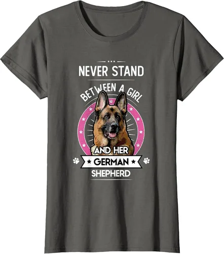 Vista 30 de Never Stand Between A Girl and Her German Shepherd T-Shirt Asphalt Grey