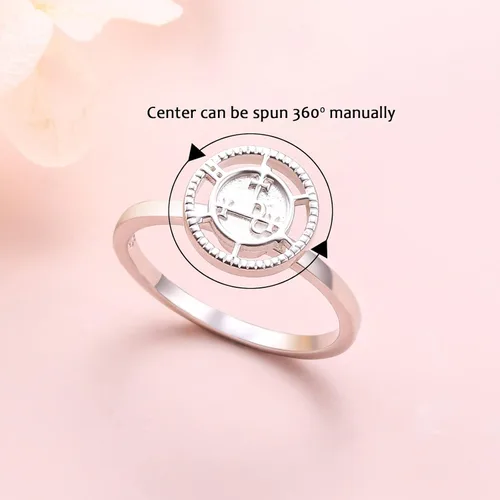 Vista 2 de DAOCHONG Sigil of Lilith - Anillos giratorios de plata de ley S925 para aliviar la ansiedad, aliviar el aburrimiento, autismo, TDAH, regalo