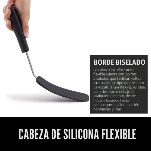 Vista 4 de GORILLA GRIP Espátula de silicona flexible de grado alimenticio, cabezal resistente al calor para sartén antiadherente, mango de goma suave