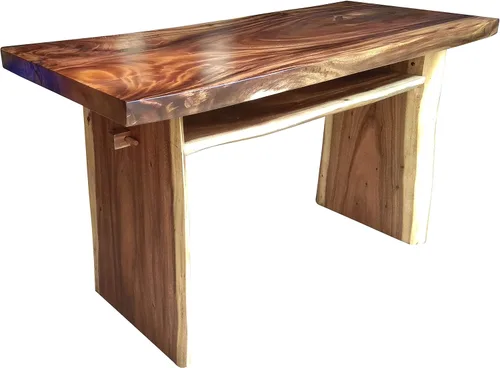 Vista 6 de CHIC TEAK Suar Live Edge Slab - Barra independiente con estante, 79 pulgadas fabricada