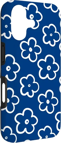 Vista 3 de Lindo patrón de flores silvestres azul marino y blanco floral caso para iPhone 17