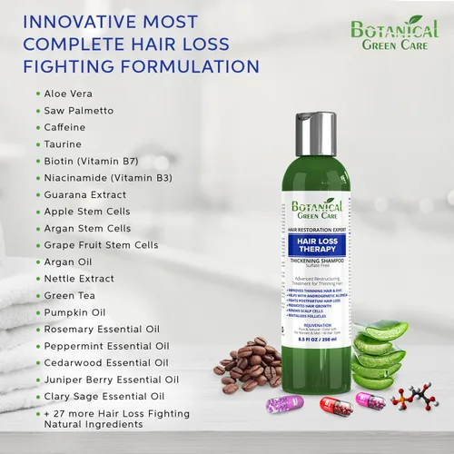 Vista 3 de Champú fortalecedor de terapia de pérdida de cabello para adelgazar el cabello, sin sulfato, fortalecimiento y voluminización, bloqueador de DHT