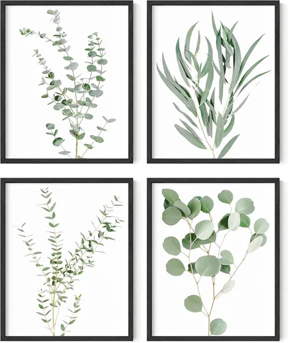 Vista 19 de HAUS AND HUES Arte de pared floral gris, juego de 4 pósteres de plantas para pared vintage, impresiones botánicas, cuadros de flores en blanco