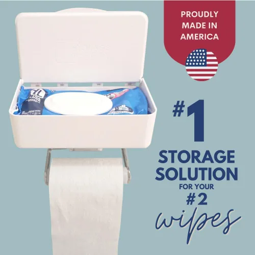 Vista 9 de Soporte para toallitas para baño – Organizador adhesivo de montaje en pared para toallitas húmedas – Estante de toallitas de inodoro de baño