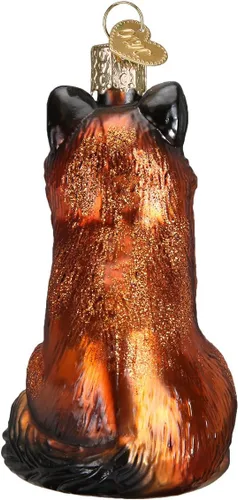 Vista 3 de Old World Christmas Adorno de cristal soplado de zorro para árbol de Navidad, decoración navideña artesanal, colección de animales de vida silvestre