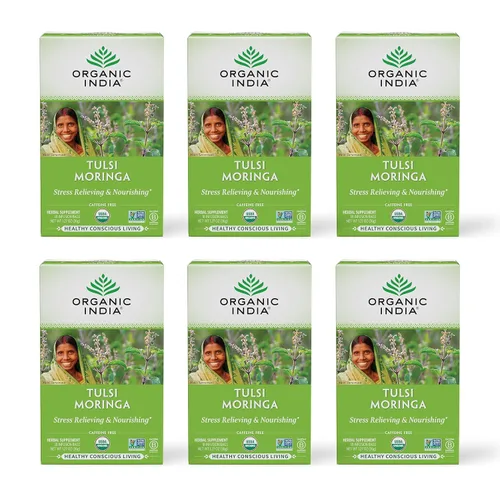 Vista 12 de Organic India - Té orgánico de Tulsi, té de hierbas, 18 bolsas de infusión. paquete de 6