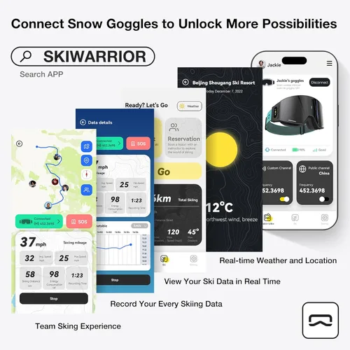 Vista 4 de Multifunctional Smart Wireless Ski Goggles with Walkie-Talkie, Anti-Fog Zeiss Lens, Music & Call Function Cilíndrico.
