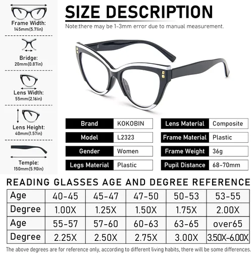 Vista 4 de Gafas de lectura de ojo de gato, bloqueo de luz azul, paquete de 3 gafas de computadora de moda con bisagra de resorte