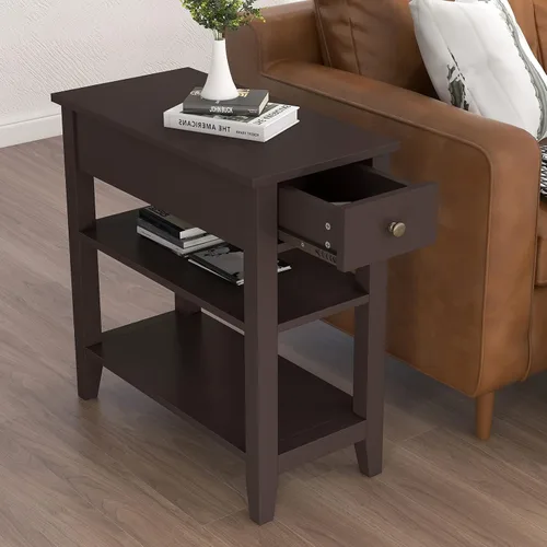 Vista 3 de ChooChoo - Mesa auxiliar para sala de estar con cajón y estante