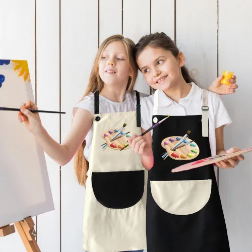 Vista 5 de Delantal para niños, paquete de 2 delantales de pintura para niños y niñas, delantales para niños, pintura, cocina, horneado, arte y manualidades