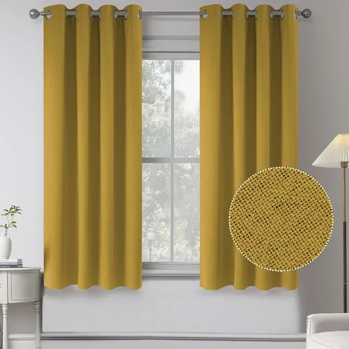 Vista 54 de KEQIAOSUOCAI Cortinas de lino 100% opacas de 100 pulgadas de largo, 2 paneles para dormitorio, estilo casa de campo moderna, completamente negro