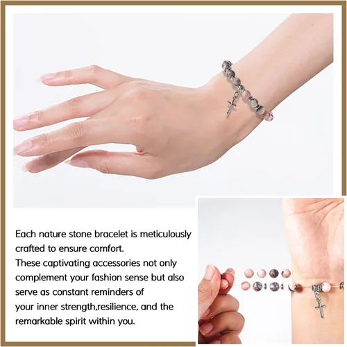 Vista 2 de GVUSMIL Pulseras inspiradoras de cumpleaños para profesoras, regalos para mujeres, pulseras de piedra curativa de la naturaleza, regalos