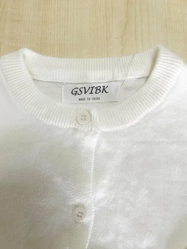 Vista 6 de GSVIBK Cárdigan de algodón de manga larga con botones para niñas y bebés, suéter de cuello redondo, suéter de uniforme