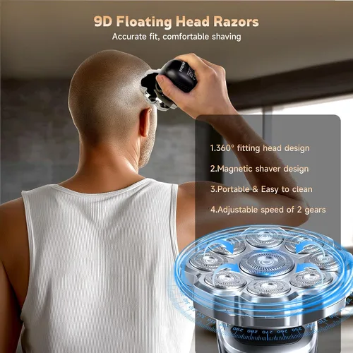 Vista 3 de Maquinilla de afeitar eléctrica para hombres, afeitadoras de cabeza para hombres calvos, afeitadoras eléctricas para hombres con afeitadora