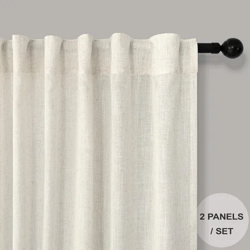 Vista 2 de Pitalk Cortinas de lino para café de 24 pulgadas de largo, con bolsillo trasero, plisadas, estilo bohemio, granja, cocina, cortinas para ventana