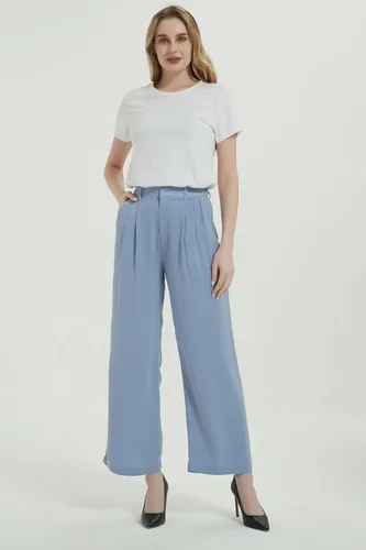 Vista 2 de Tronjori Mujer de cintura alta casual pierna recta largo traje de trabajo de negocios pantalones de vestir pantalones de pierna ancha cintura regular