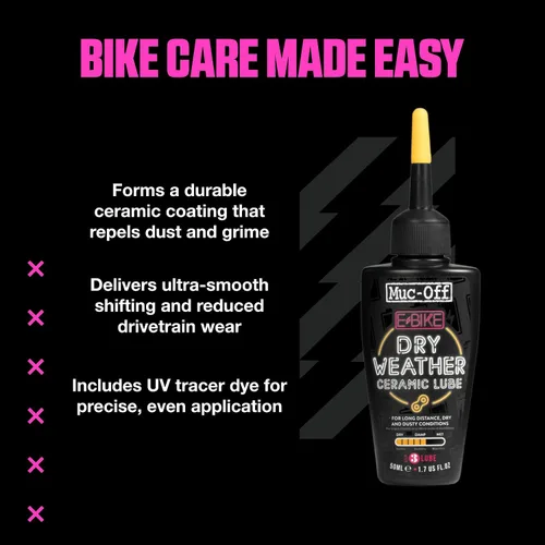 Vista 7 de Muc-Off eBike - Lubricante de cadena seca, 1.7 onzas líquidas, lubricante para bicicleta, aceite de cadena de bicicleta, cera de cadena para Negro