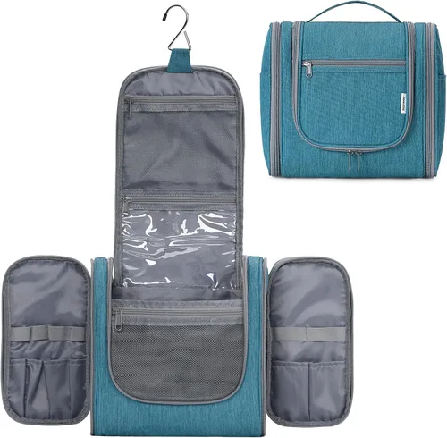 Vista 16 de Narwey - Neceser de viaje colgante, organizador de maquillaje y productos cosméticos para mujeres y hombres, Aa-morado., L