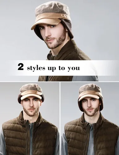 Vista 2 de Comhats Wool Baseball Cap Men Fur Hunting Trapper Dad Hats Sports Earflap Unisex M L XL