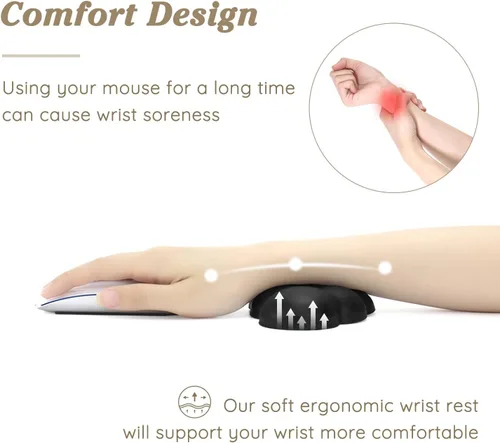 Vista 2 de Cloud - Cojín ergonómico para reposamuñecas de piel sintética suave con espuma viscoelástica para aliviar el dolor de muñeca, almohadilla con base